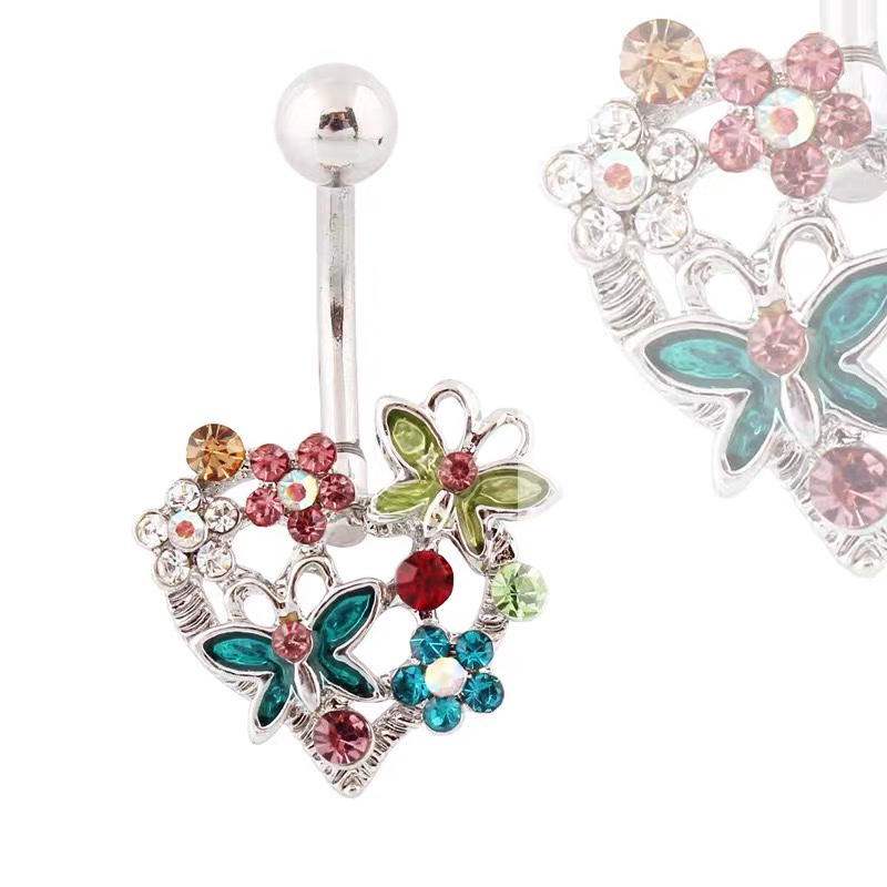 画油桃心❤️韩版、美式医用不锈钢脐环