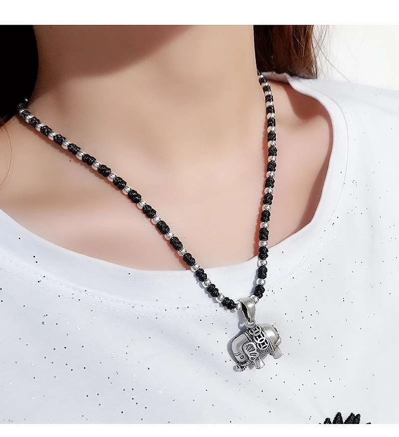 晶珀丽饰品纯手工编织韩国进口蜡线潮流吉祥如意锁骨链详情图13