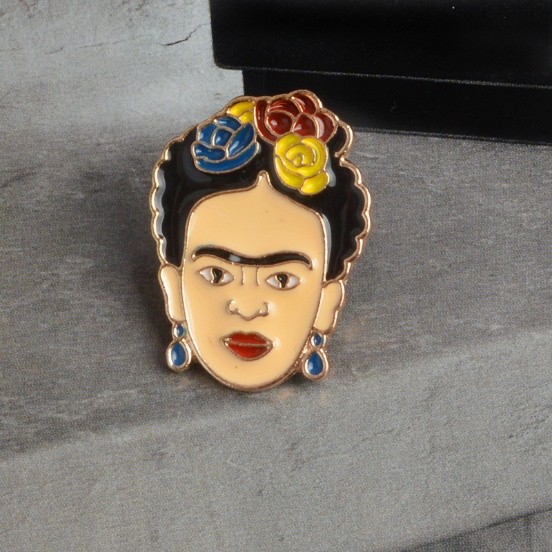 Europe and the United States new Mexican famous female painter Frida Kahlo cartoon head brooch badge