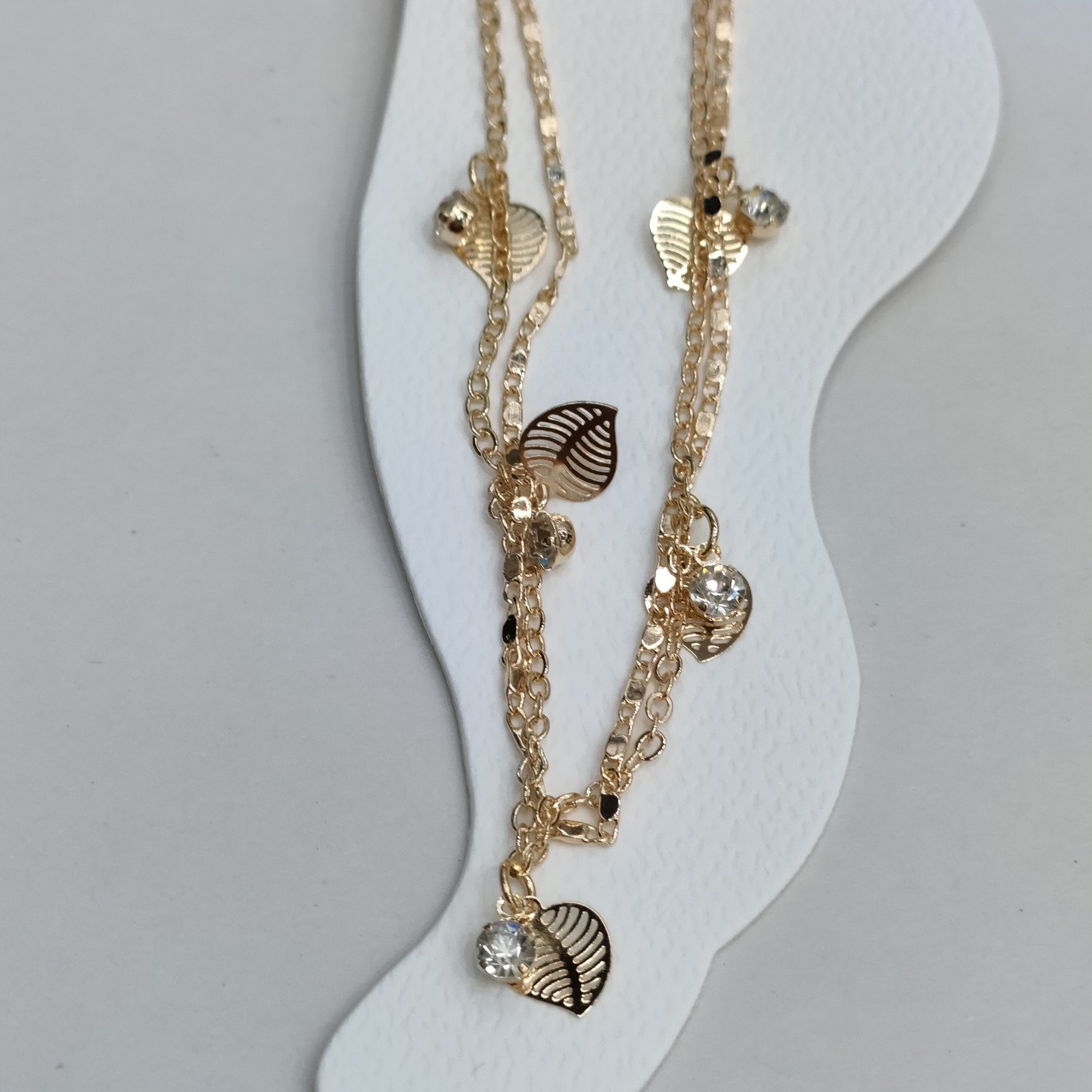 万字链圆叶子脚链图