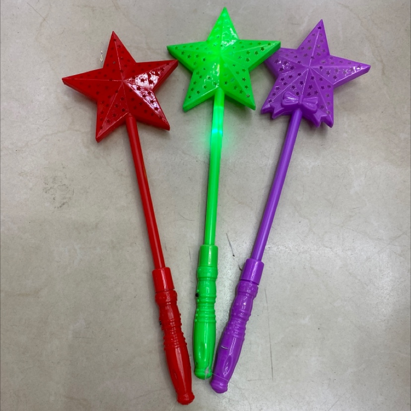 The five-pointed star flash stick is purple, green and bright red detail image 1