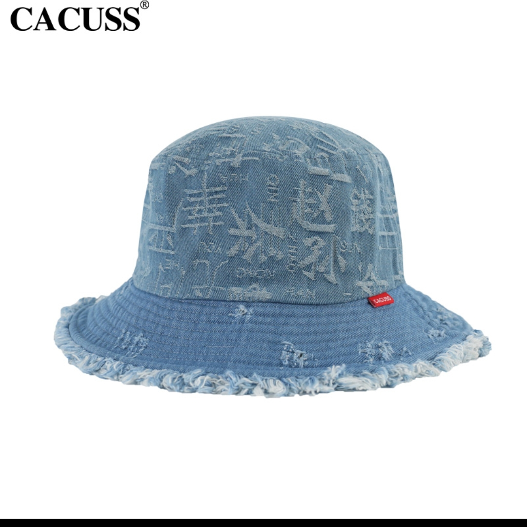 帽子女渔夫帽春夏大头围国潮百搭做旧牛仔韩版潮遮阳帽盆帽太阳帽47