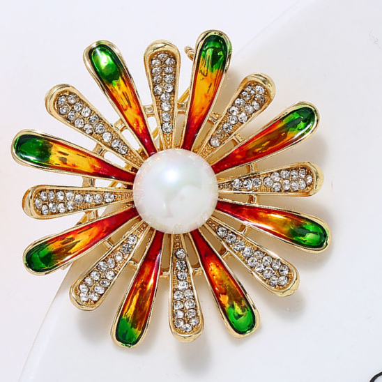 Brooch Corsage Crystal drop oil sunflower fixed clothing decoration Creative all-match atmospheric female accessories