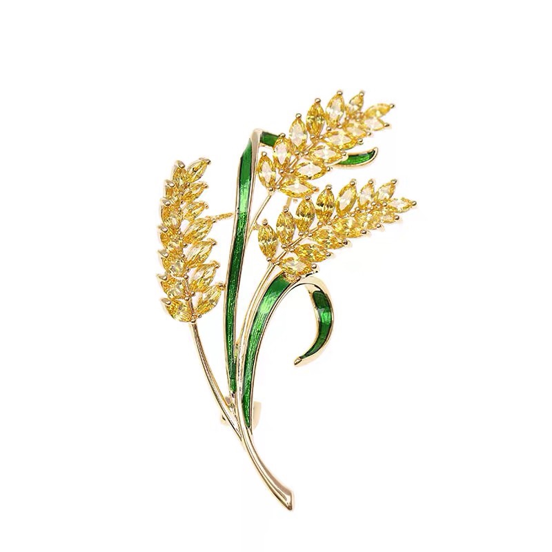 Zircon rice spike brooch
