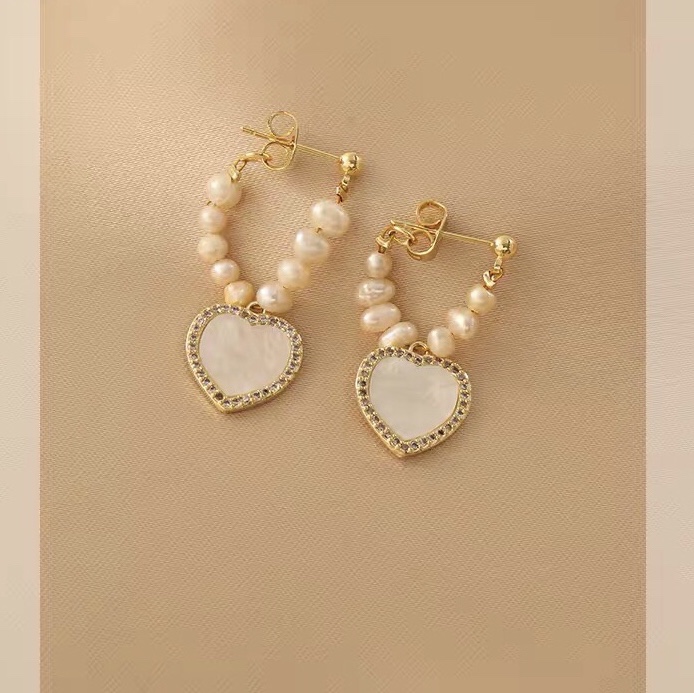 Love Shell handwoven pearl personality trend fashion earrings