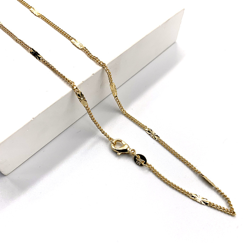 Factory wholesale 18K real gold plated necklace, women's S-chain, sunflower and starry sky chain, necklace accessory, chain color preservation electroplating 14 detail image 1