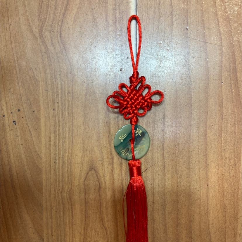 No. 5 6 red knot hanging green jade life peace Sue
