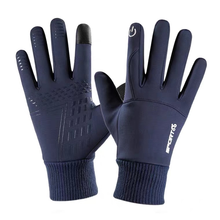 Waterproof gloves men's winter cycling motorcycle plus fleece warm winterproof cotton thickened touch screen windproof cycling motorcycle