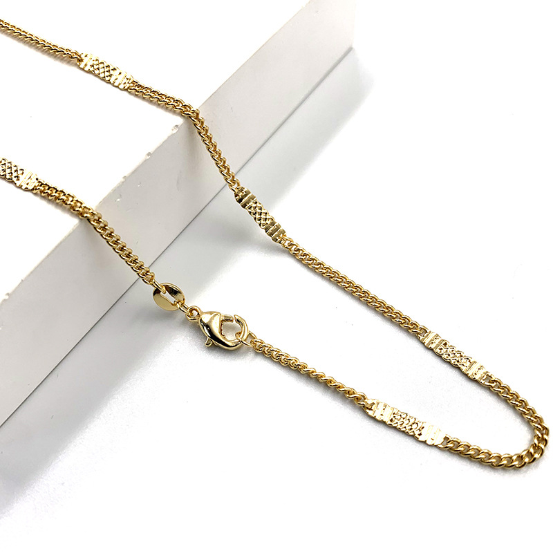 Factory wholesale 18K real gold plated necklace, women's S-chain, sunflower and starry sky chain, necklace accessory, chain color preservation electroplating 13 Specification image