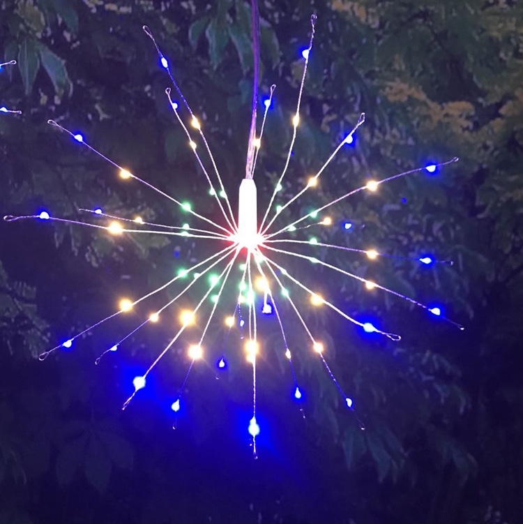 New solar smoke lamp, led explosion lamp, room full sky star decorative copper wire lamp string, outdoor courtyard hanging lamp, 120 lamp, battery model with remote control, color