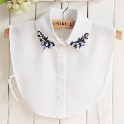 Decorative false collar shirt collar female chiffon South Korea Autumn winter Spring and autumn everything rhinestone South Korea pearl collar Winter 3