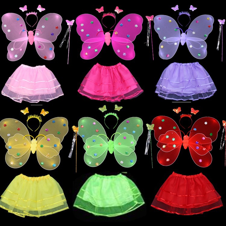 Angel butterfly Wings three-piece children's show costume prop Fairy magic wand show wing toy 6