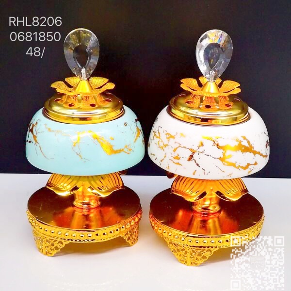 New marble ceramic incense burner alloy lid home decoration gift crafts L8206