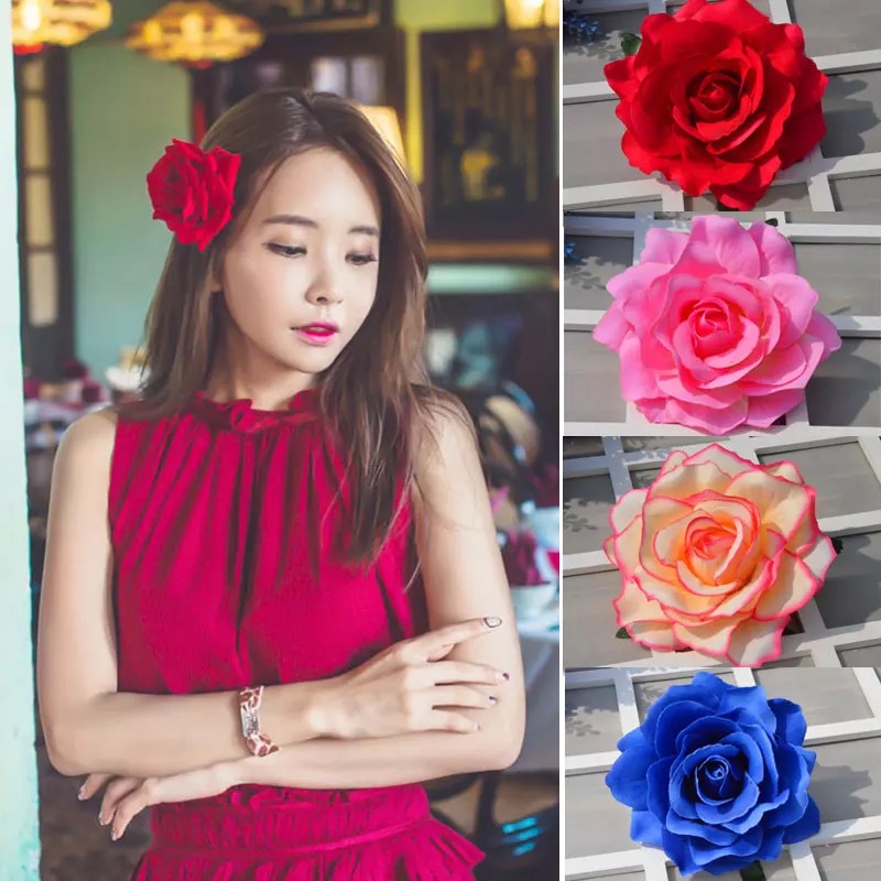 FLY130 Velvet fabric faux rose hair clip, fabric hair accessory, noble rose hair clip, wedding fashion faux flower hair clip side clip