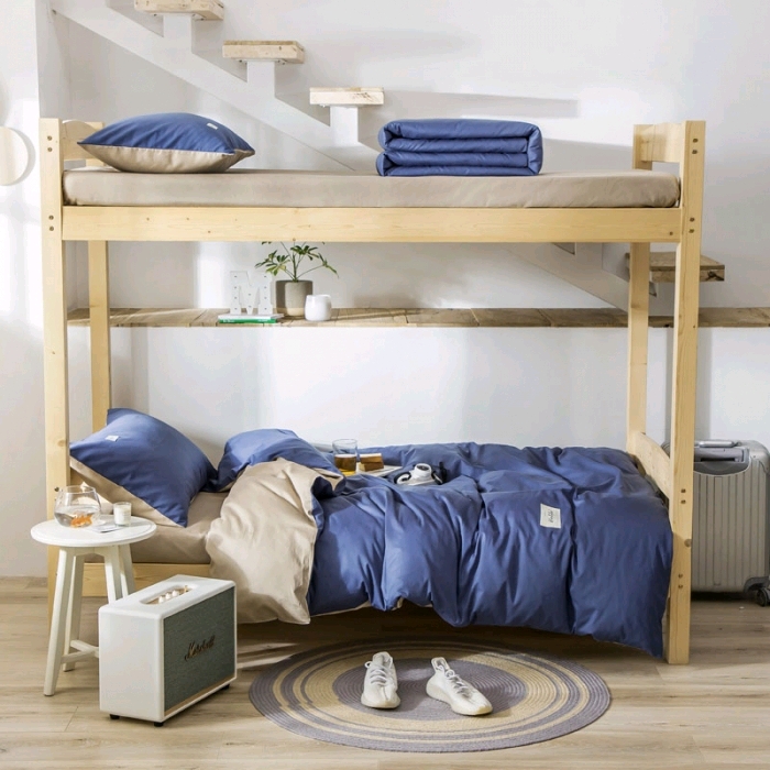 Pure color matching cotton authentic student dormitory 3-piece bedroom bunk bed 6-piece 19