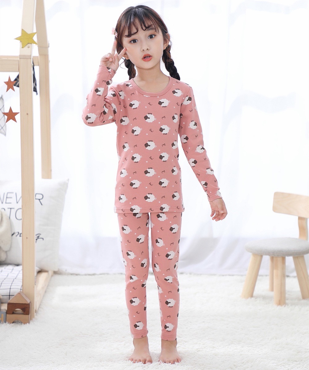 Padded Padded Padded Warm Underwear Set For Children 8049 Pure Cotton Long Johns For Children Girls Application Scenario