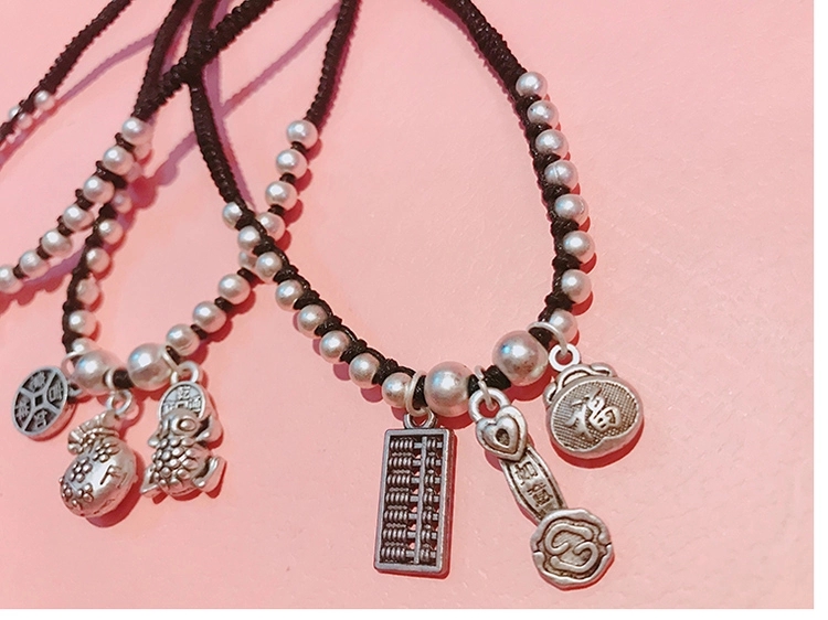 Jingpuli brand imported Korean wax thread hand-woven anklets for wealth and good fortune Application Scenario