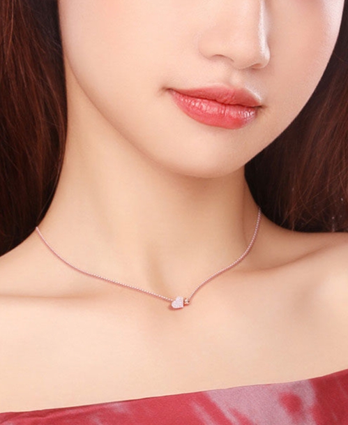 076 Ladies' Summer Pure Copper simple and sweet 2021 new Style, light luxury and versatile necklace detail image 3