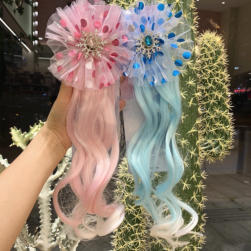 W10 Princess Children's wig hairpin, cute and adorable headwear, rainbow wings, unicorn, five-pointed star, mesh, bow, wig hairpin, girl, princess, trendy girl, wig with braid, hair band headwear