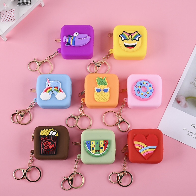 硅胶迷你零钱包 耳机包数据线收纳包带拉链钥匙包硬币包Q