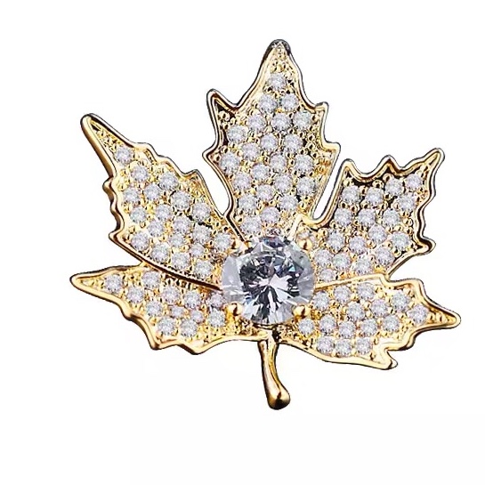 Rhinestone leaf brooch