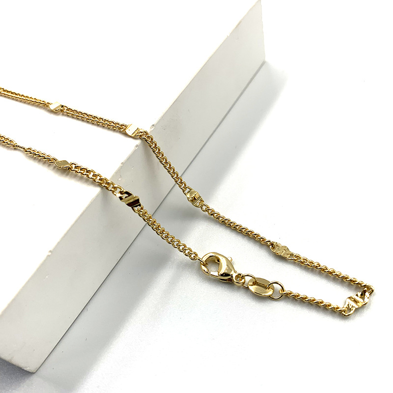 Factory wholesale 18K real gold plated necklace, women's S-chain, sunflower and starry sky chain, necklace accessory, chain color preservation electroplating 14 detail image 4
