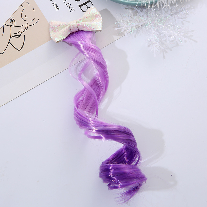 W22 Star Crown Princess Children's Wig Hair Clip, Cute and Adorable headwear, Cute Rainbow Wings Unicorn Five-pointed Star Mesh Bow Wig Hair clip, Girl Princess Trendy Girl wig with braid Hair band Headwear detail image 10