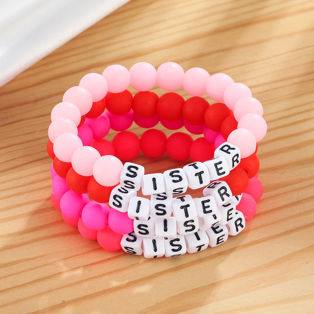 Polymer clay color 8MM letter elastic bracelet