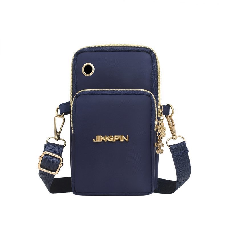 Large Capacity Mobile Phone Bag Women's Vertical Printed Mobile Phone Bag Three-Layer Zipper Neck Arm Bag Oxford Cloth One Shoulder Diagonal Span Specification drawing