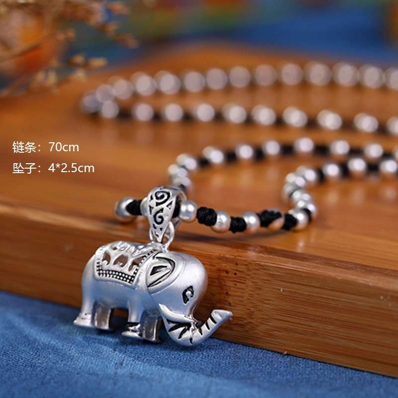 Jingpuli Accessories HY133 Pure hand-woven Korean imported wax thread, trendy daily progress, golden fortune, treasure long sweater chain pic 9