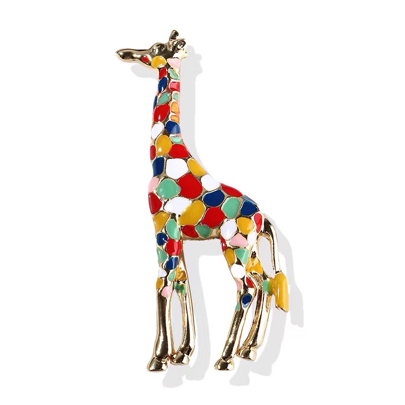 Colorful giraffe brooch