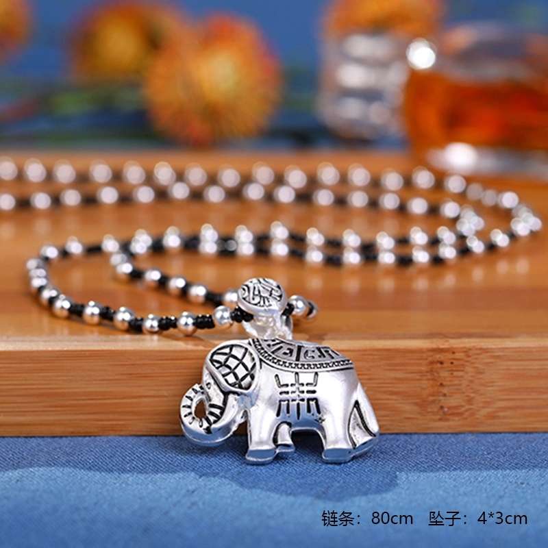 Jingpuli Accessories HY49 Pure hand-woven Korean imported wax thread Trendy Double Fish Wealth Treasure Long sweater chain pic 5
