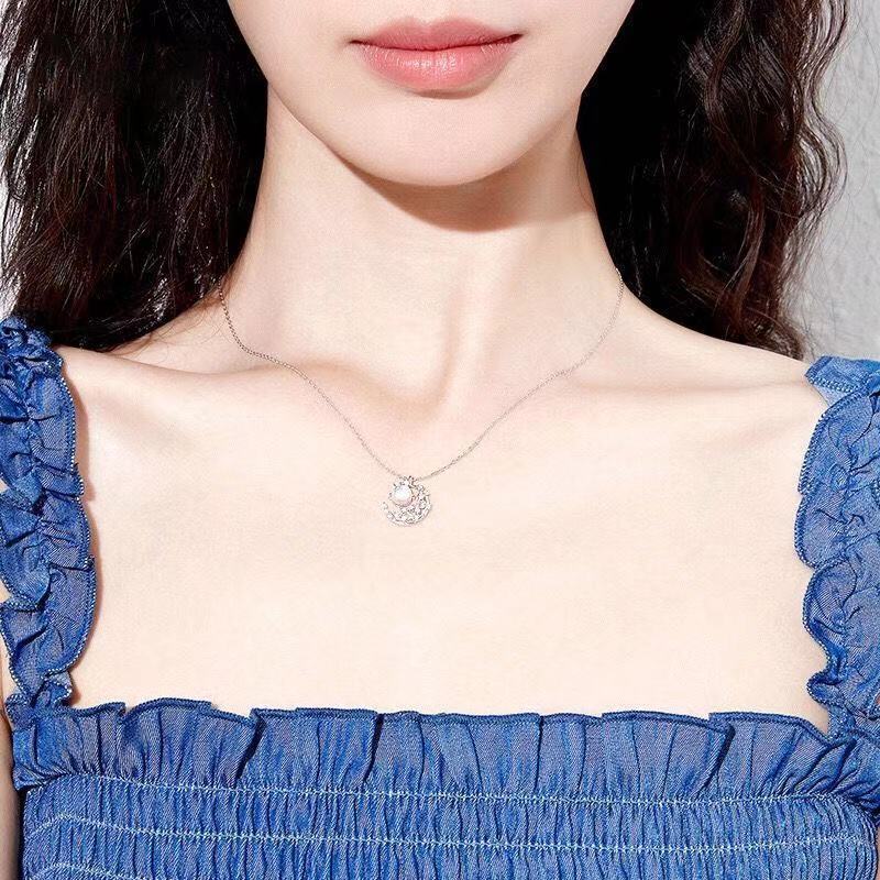 085女士夏款纯铜简约甜美2021年新款小众轻奢气质百搭项链白底实物图