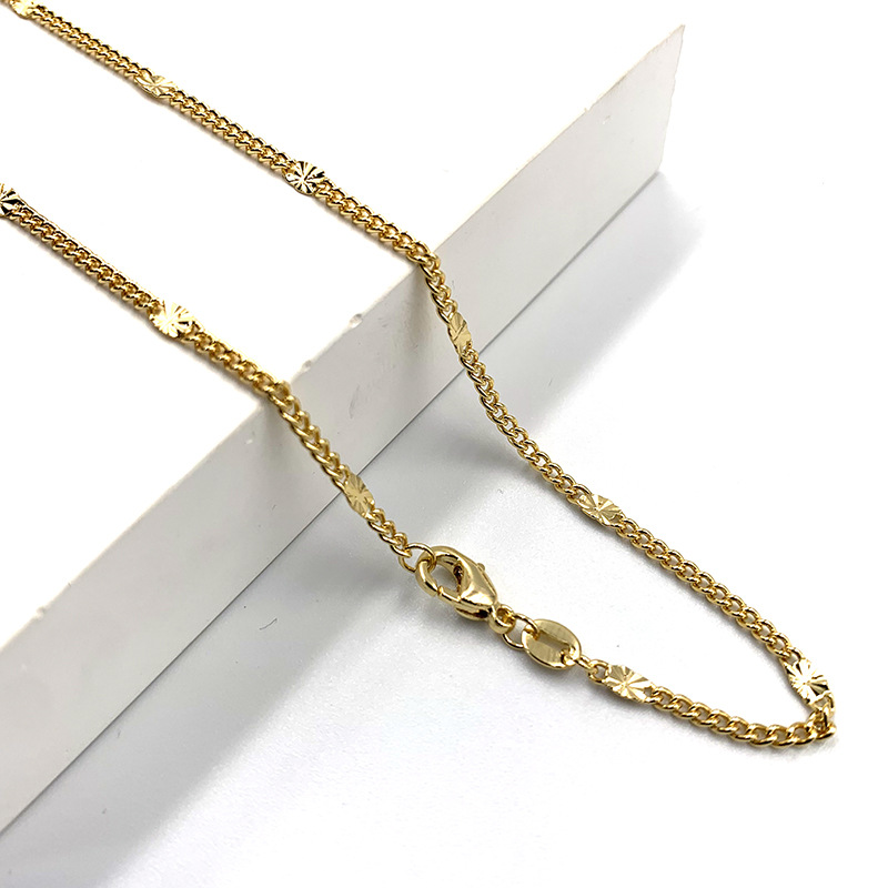 Factory wholesale 18K real gold plated necklace, women's S-chain, sunflower and starry sky chain, necklace accessory, chain color preservation electroplating 14 detail image 6