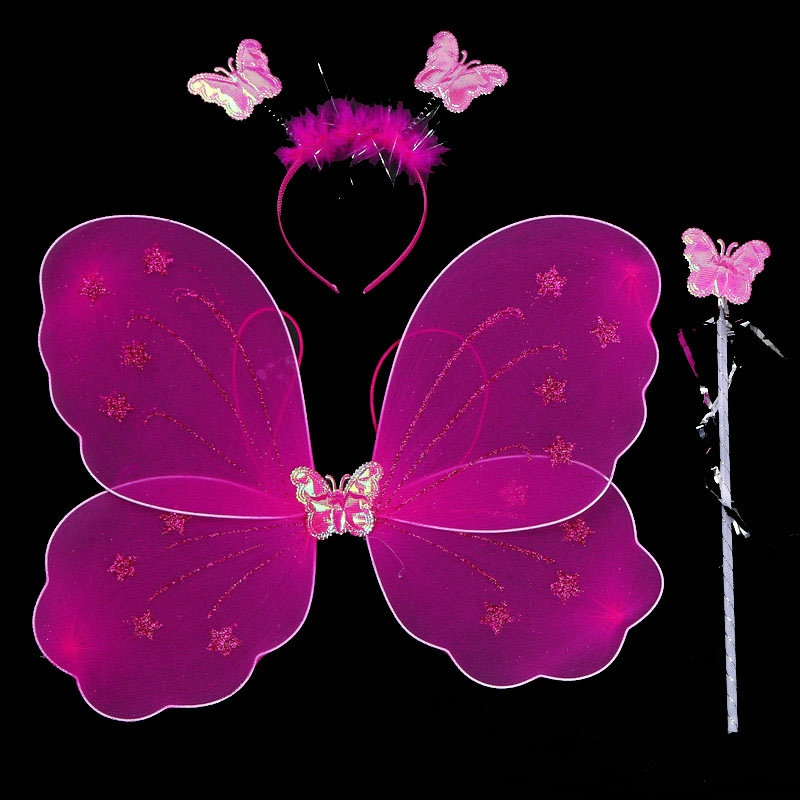 天使蝴蝶翅膀三件套儿童演出服装道具仙女魔法棒表演翅膀玩具18