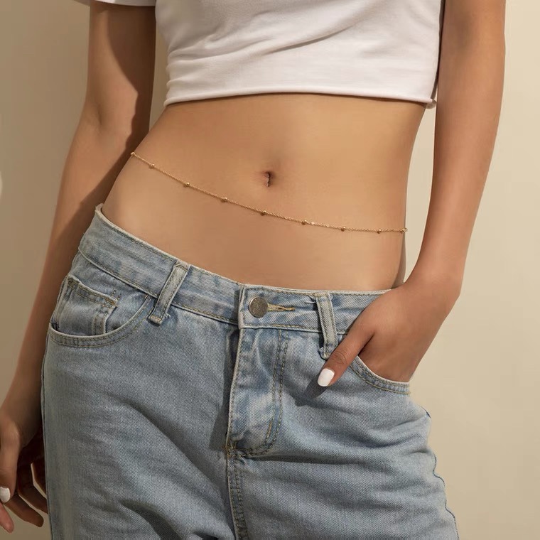 简约金属腰链女 欧美夏季沙滩旅行度假性感时尚辣妹细链条身体链