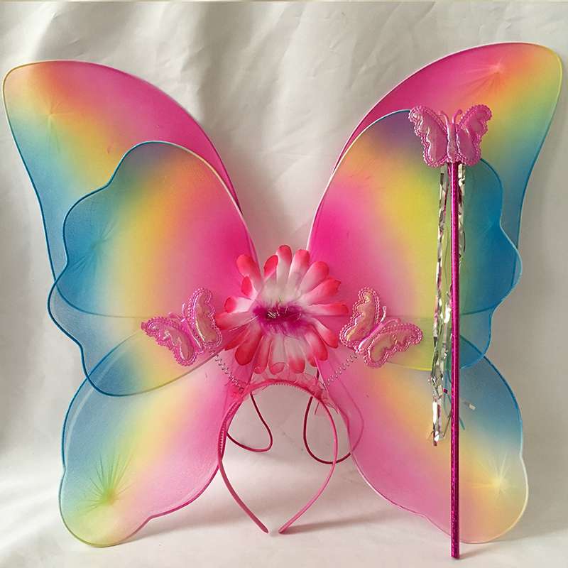 儿童节亮灯蝴蝶天使翅膀小女孩背的公主裙魔法棒演出装扮玩具服装26详情图2