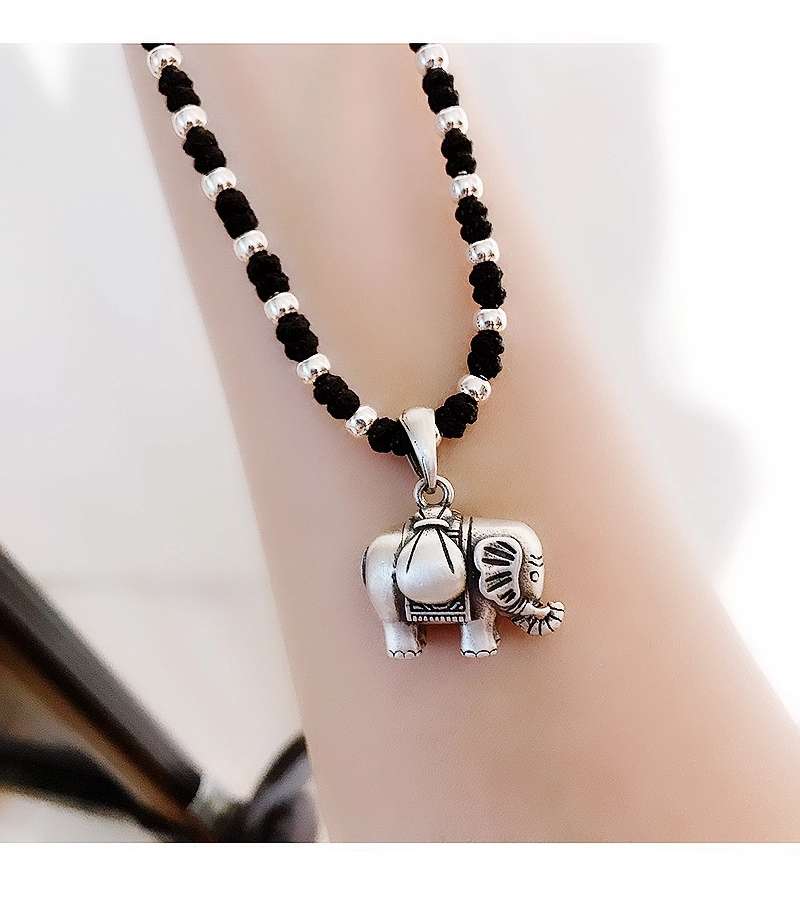 晶珀丽饰品纯手工编织韩国进口蜡线潮流吉祥如意锁骨链详情图4