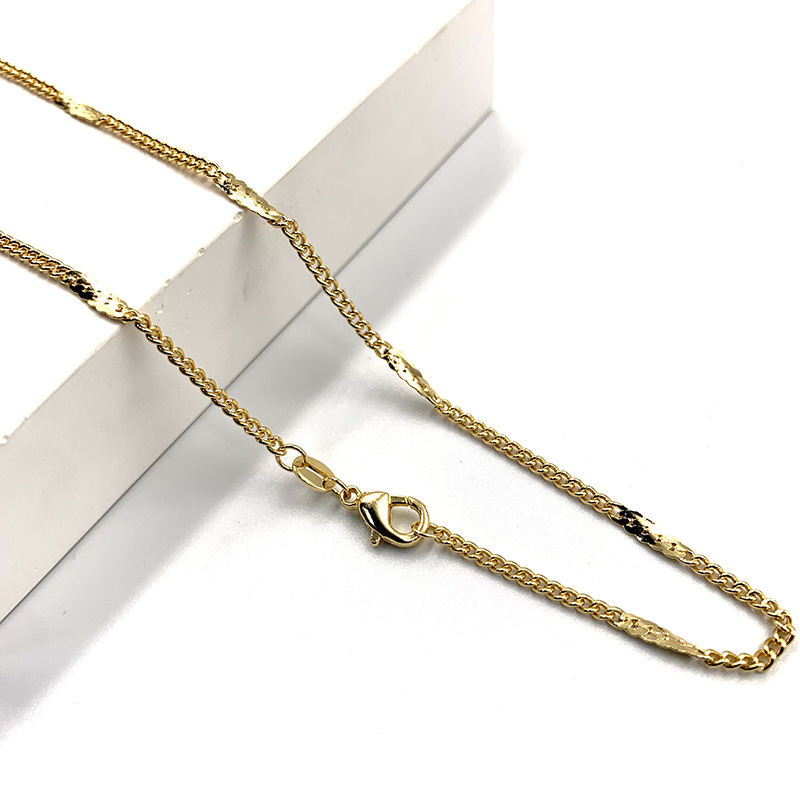 Factory wholesale 18K real gold plated necklace, women's S-chain, sunflower and starry sky chain, necklace accessory, chain color preservation electroplating 13 details Picture