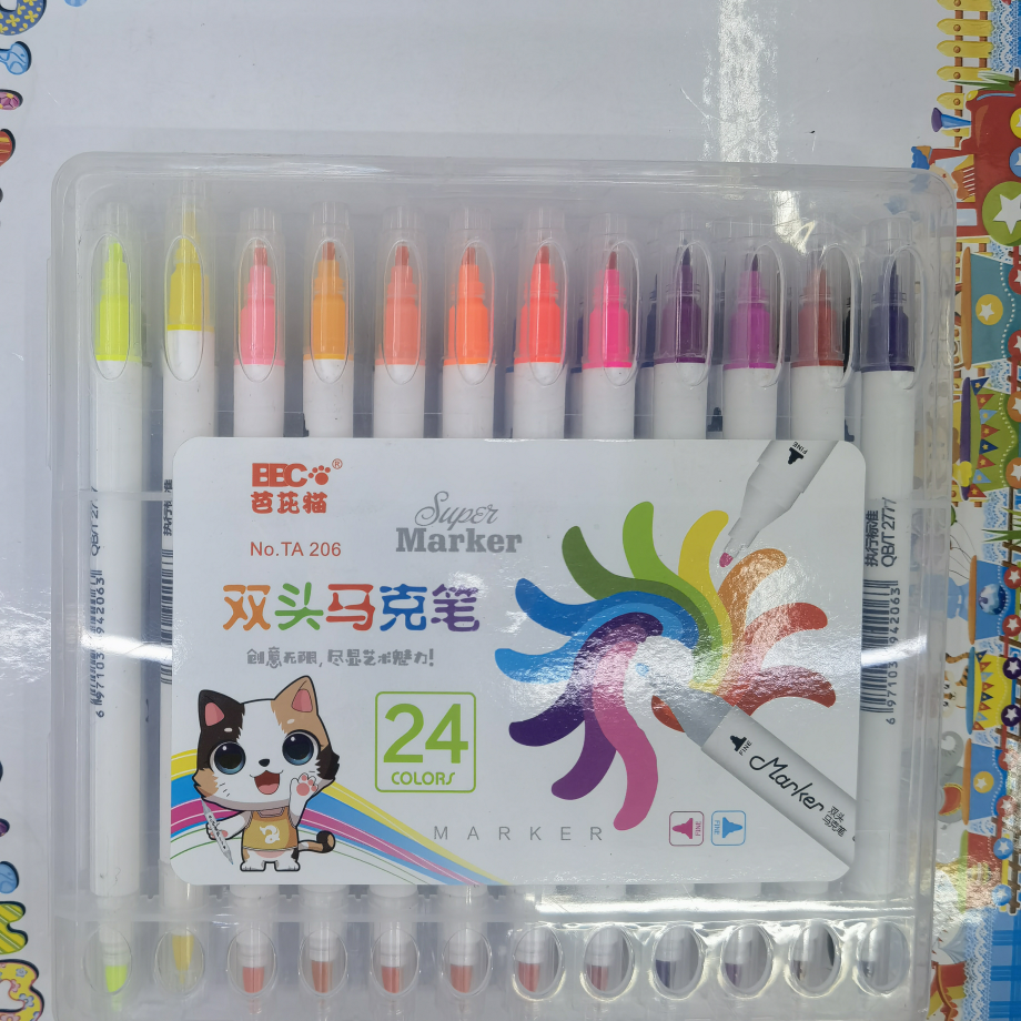 Kaihang Pen Office Culture Writing Tool Marker Pen 206-24 Double-Headed Marker Pen