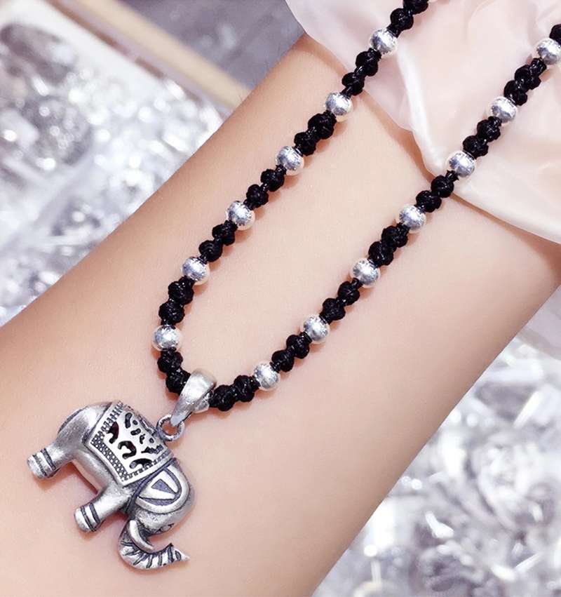 晶珀丽饰品纯手工编织韩国进口蜡线潮流吉祥如意锁骨链详情图9