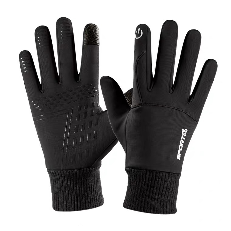 Waterproof gloves men's winter cycling motorcycle plus fleece warm cotton touch screen winter windproof cycling motorcycle