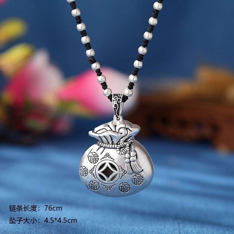 Jingpoli Accessories HY135 Pure hand-woven Korean imported wax thread Trendy long sweater chain, bringing in a fortune and wealth every day pic 7