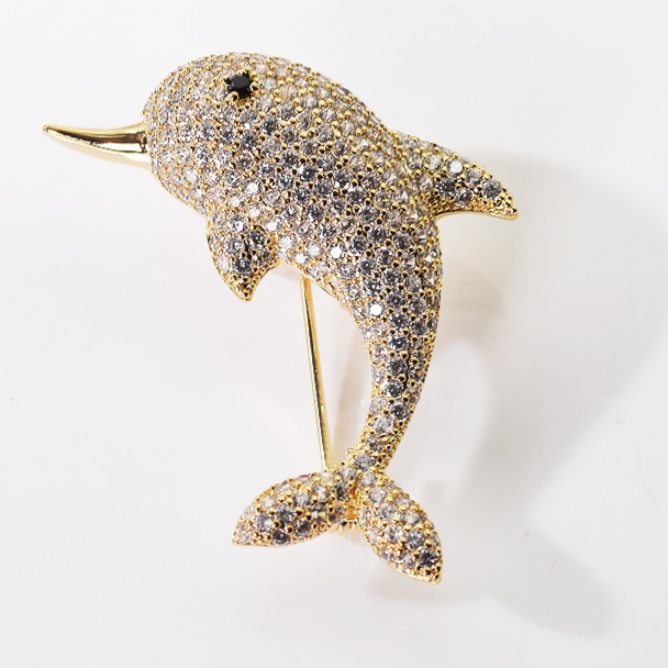 Jumping dolphin brooch