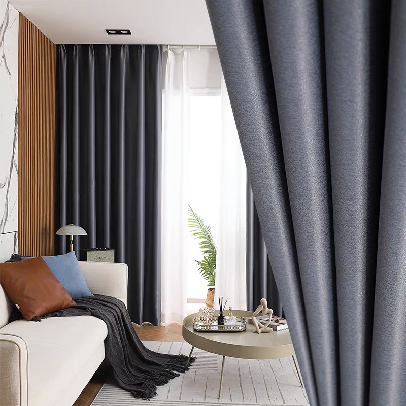 窗帘现代简约轻奢卧室客厅北欧遮阳全遮光布防晒隔热成品图