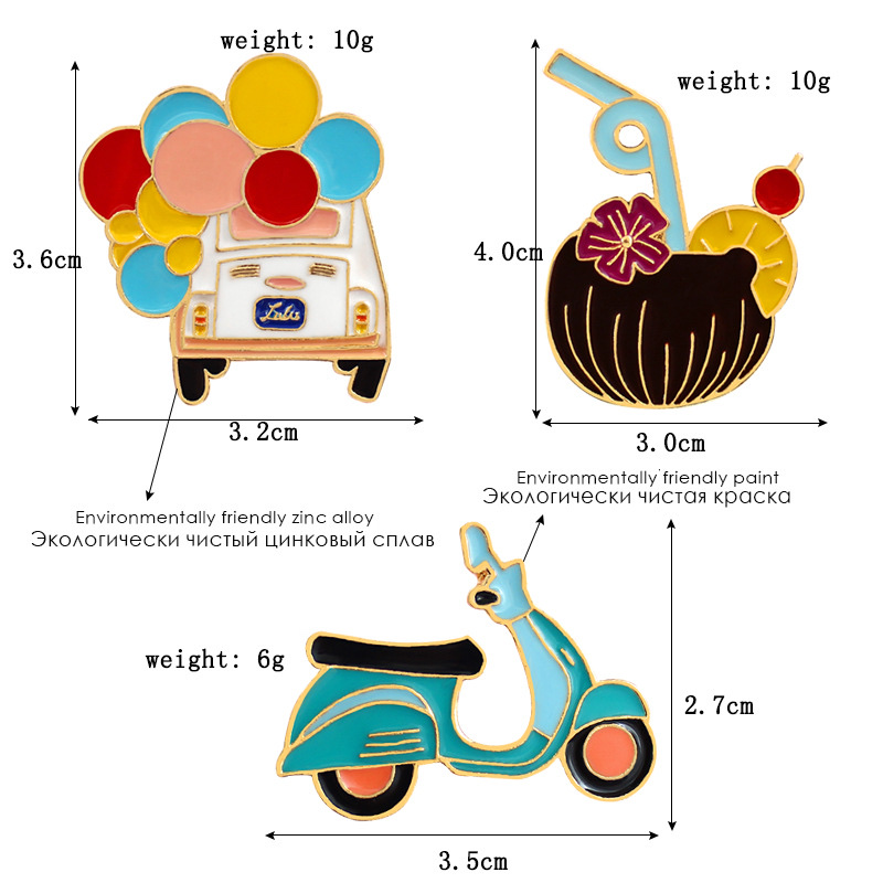 New European and American accessories: balloons, buses, motorcycles, juice drinks, brooches, children's gifts, backpacks, badges Specification image