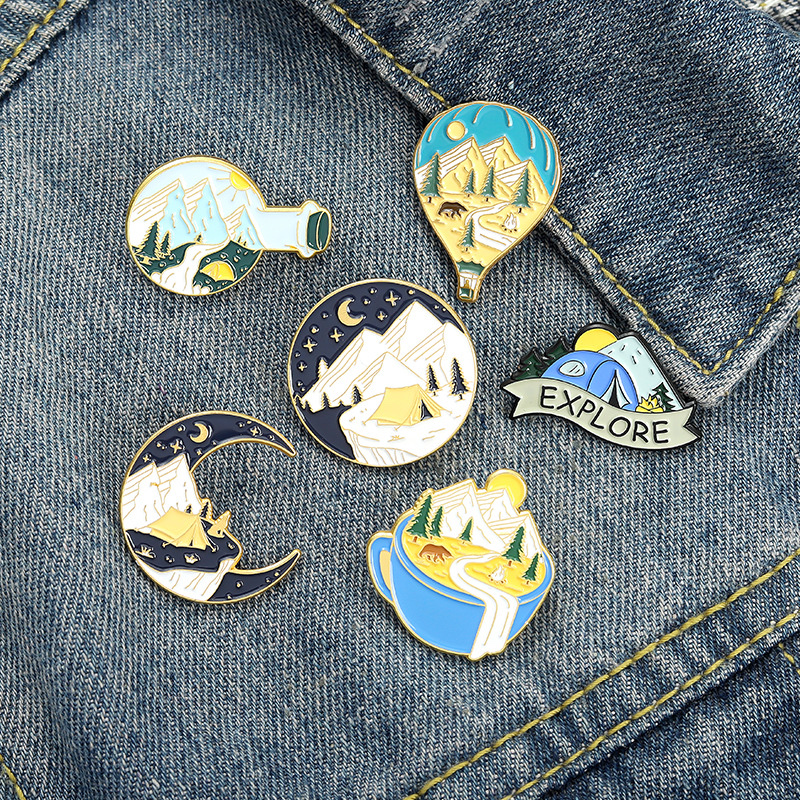 Moon Peak hot air balloon, cute student collar, sleeve, decorative badge, schoolbag, pencil case, landscape manufacturer details Picture