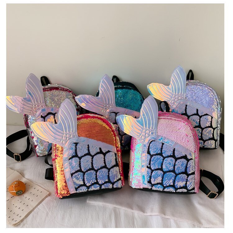New fish-tail scale backpack, sequin bag, student bag, best-selling backpack for foreign trade, and Sparkling diamond backpack