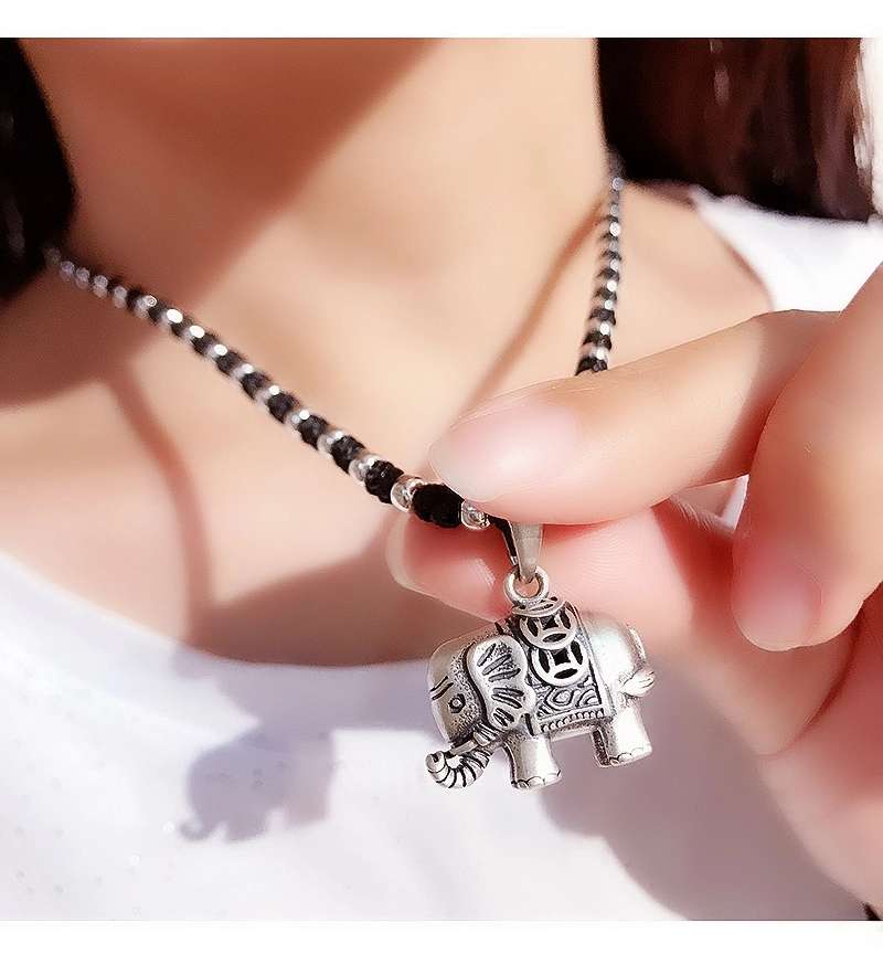 晶珀丽饰品纯手工编织韩国进口蜡线潮流吉祥如意锁骨链详情图1