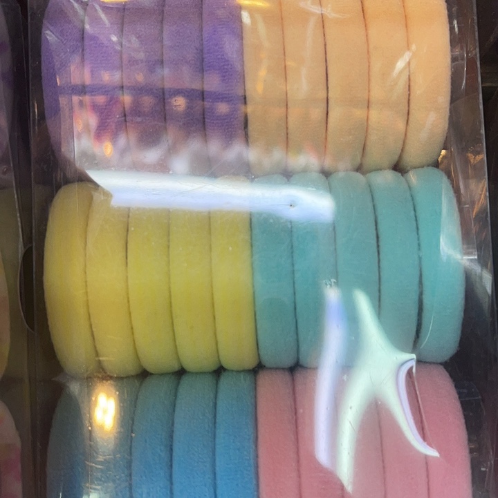 Thirty light-colored rubber bands